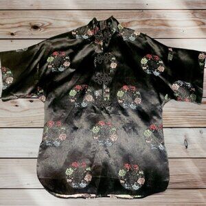 Vintage Traditional Women's Chinese Short Sleeve Shirt Top with Mandarin Collar